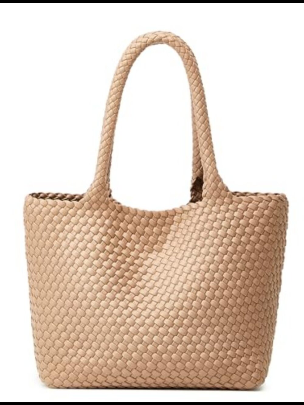 Handwoven Vegan Leather Tote Bag with Detachable Clutch for Travel